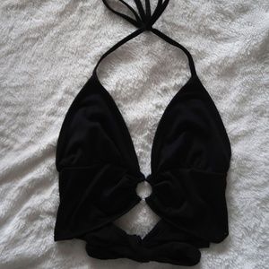 Plunging O-Ring Cropped Halter Top